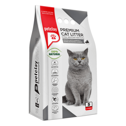 PETCLAY - კატის ქვიშა აქტივირებული ნახშირის გრანულებით 5ლ